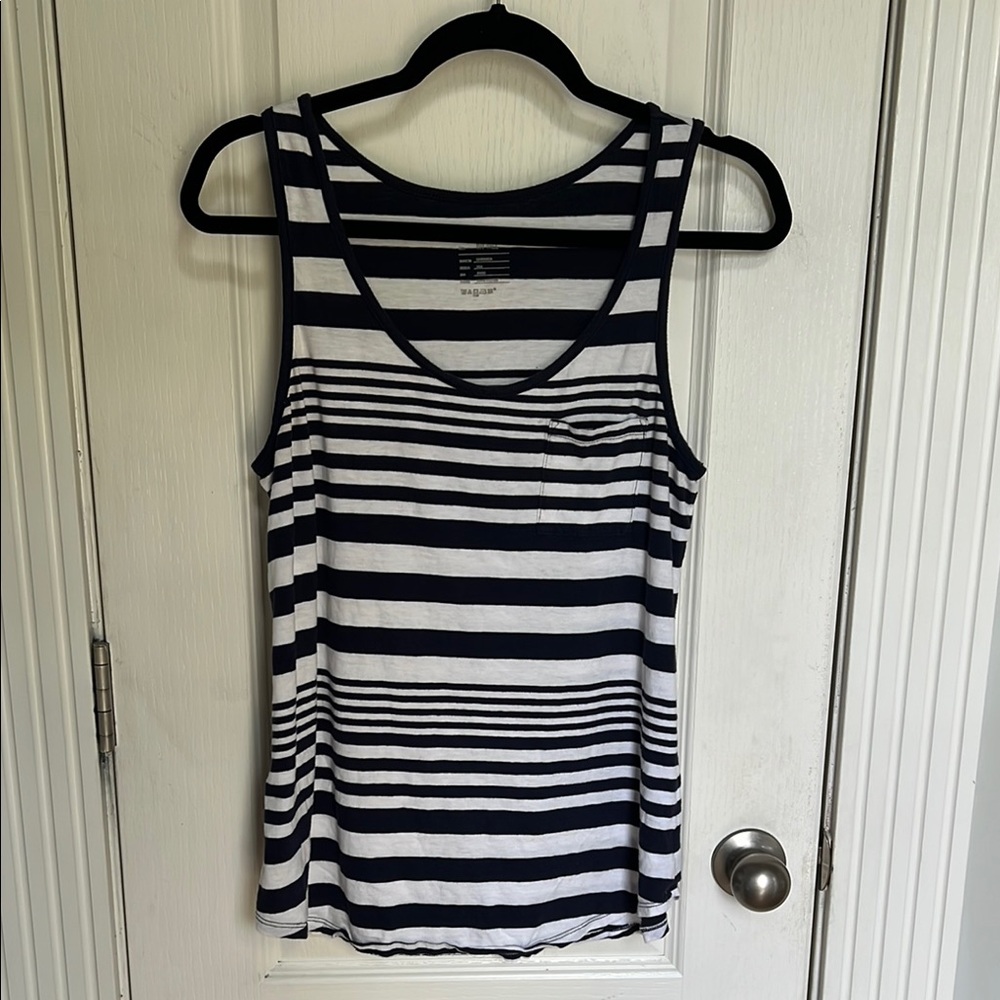 GAP Striped Navy and White Tank Top Medium TALL